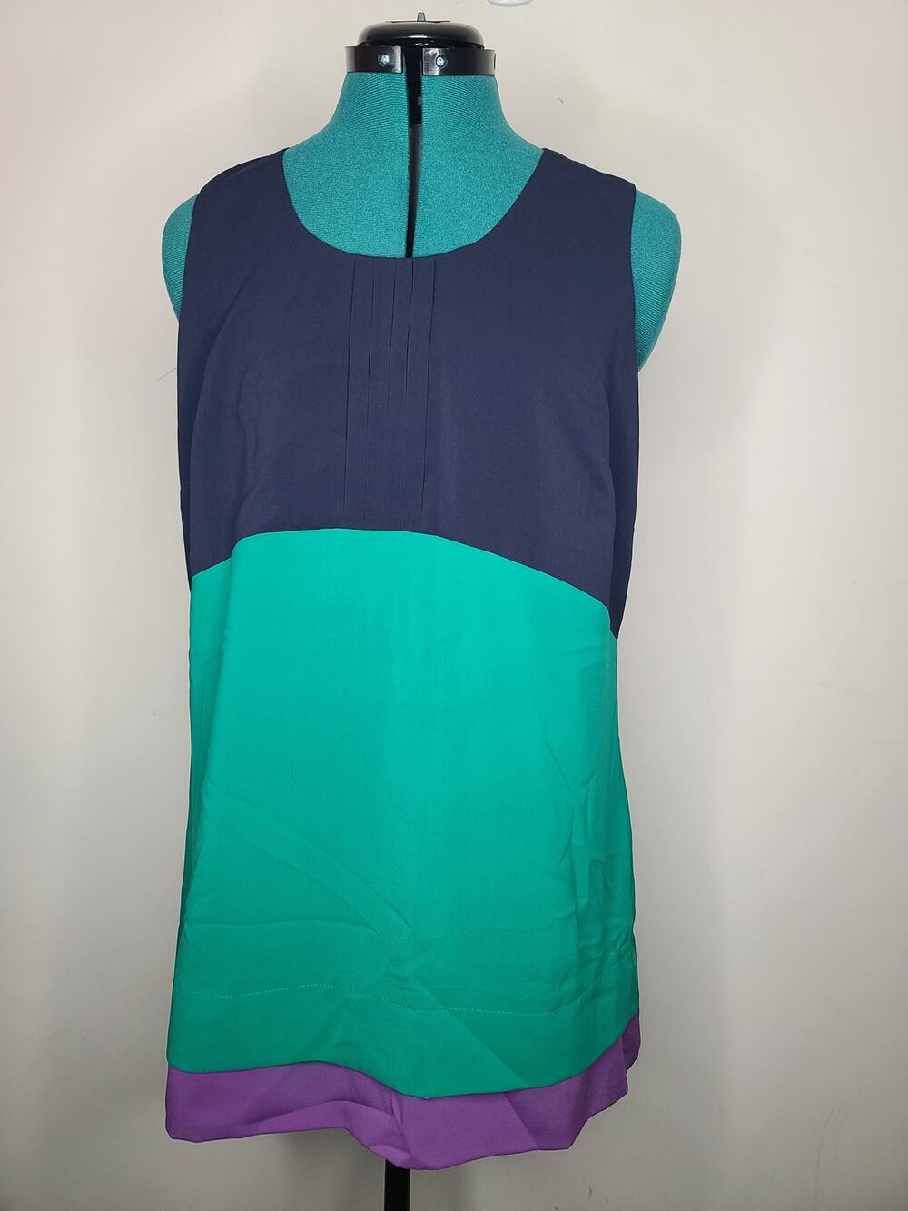 Simply Vera Wang blue green colorblock sleeveless blouse - small